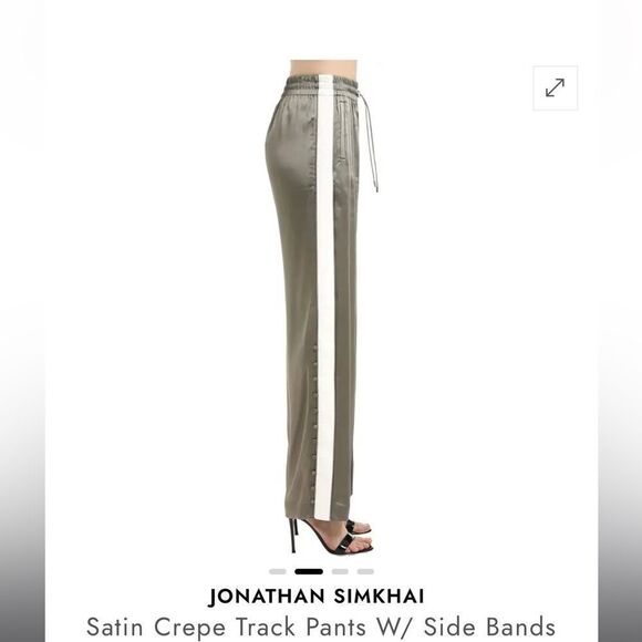 JONATHAN SIMKHAI Satin Crepe Green Track Pants - Picture 4 of 9